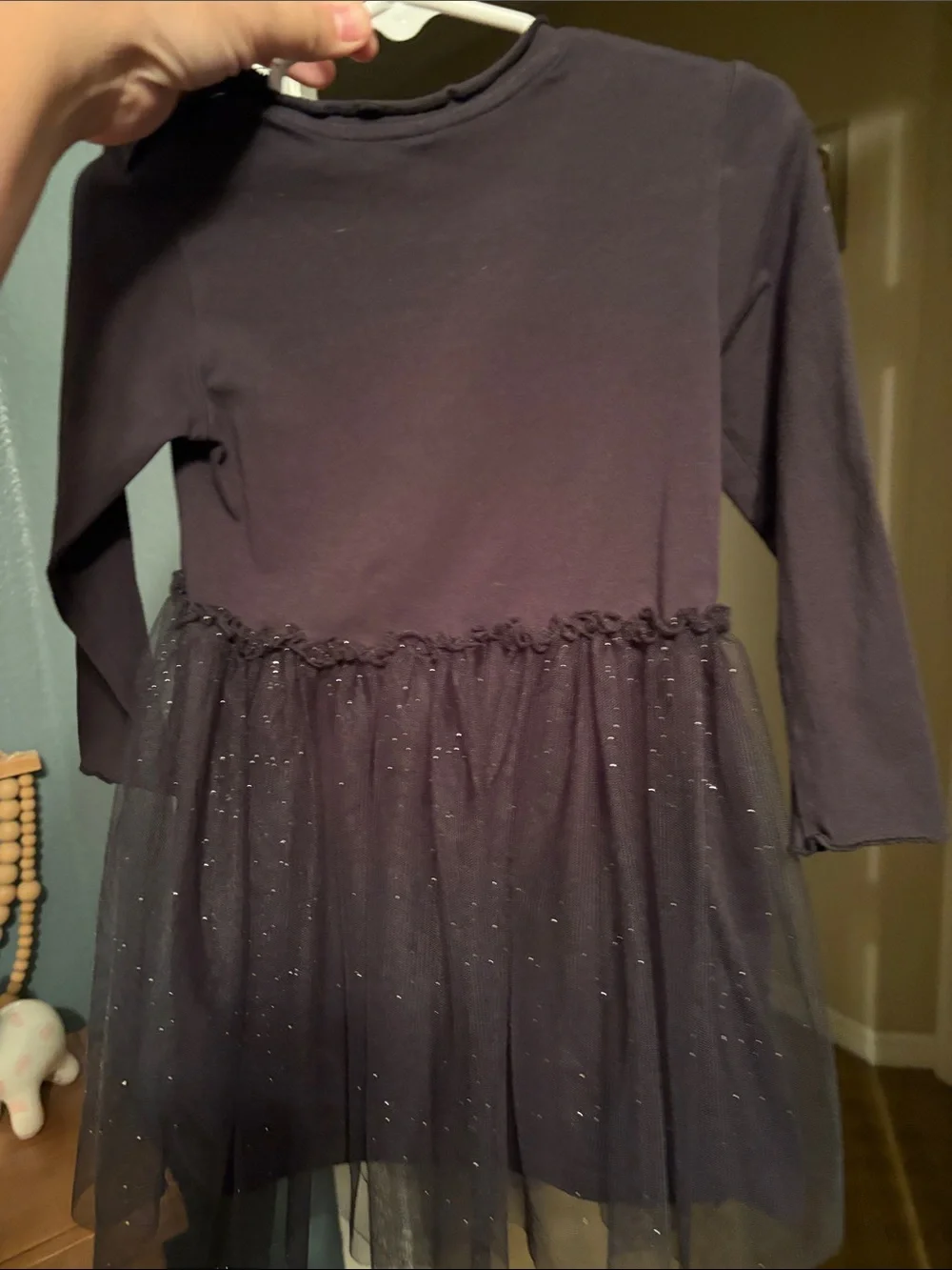 H&M Purple Sparkle Tulle Long-Sleeve Dress